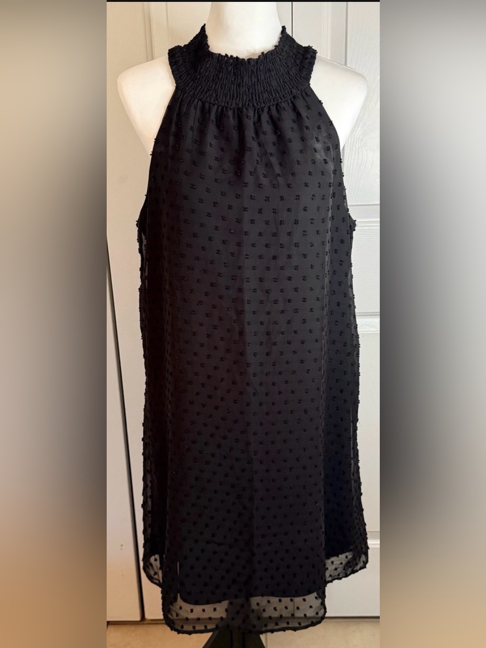 Cupio Black Swiss Dot Midi Skirt